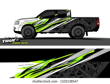 pickup Truck Graphic vector. abstract racing background design for vehicle vinyl wrap