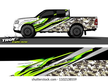 pickup Truck Graphic vector. abstract racing background design for vehicle vinyl wrap