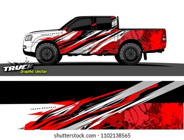 pickup Truck Graphic vector. abstract racing background design for vehicle vinyl wrap