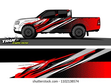 pickup Truck Graphic vector. abstract racing background design for vehicle vinyl wrap