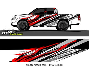 pickup Truck Graphic vector. abstract racing background design for vehicle vinyl wrap