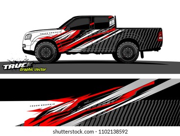 pickup Truck Graphic vector. abstract racing background design for vehicle vinyl wrap