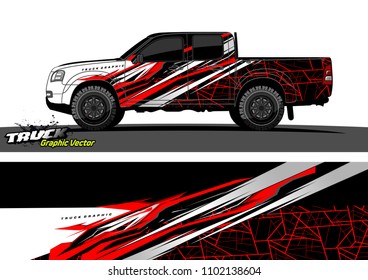 pickup Truck Graphic vector. abstract racing background design for vehicle vinyl wrap