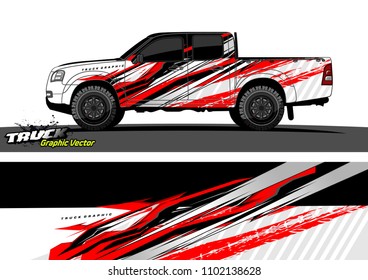 pickup Truck Graphic vector. abstract racing background design for vehicle vinyl wrap