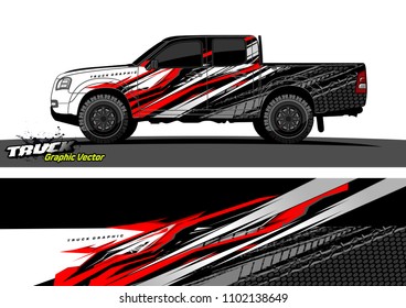 pickup Truck Graphic vector. abstract racing background design for vehicle vinyl wrap