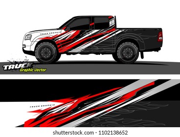 pickup Truck Graphic vector. abstract racing background design for vehicle vinyl wrap