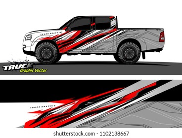 pickup Truck Graphic vector. abstract racing background design for vehicle vinyl wrap