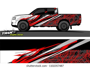 pickup Truck Graphic vector. abstract racing background design for vehicle vinyl wrap