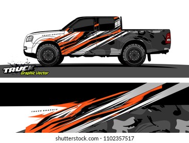 pickup Truck Graphic vector. abstract racing background design for vehicle vinyl wrap
