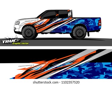 pickup Truck Graphic vector. abstract racing background design for vehicle vinyl wrap