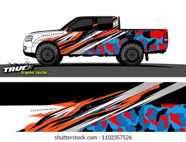 pickup Truck Graphic vector. abstract racing background design for vehicle vinyl wrap