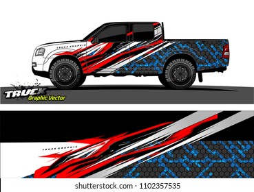 pickup Truck Graphic vector. abstract racing background design for vehicle vinyl wrap