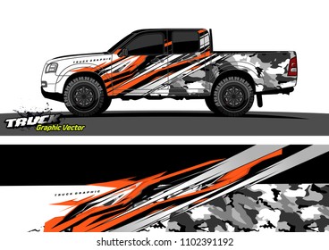 pickup Truck Graphic vector. abstract racing background design for vehicle vinyl wrap