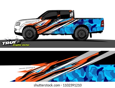 pickup Truck Graphic vector. abstract racing background design for vehicle vinyl wrap