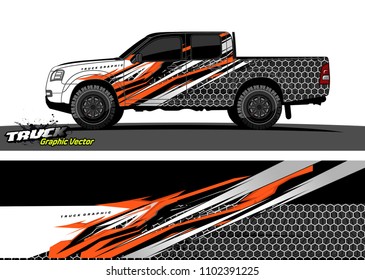 pickup Truck Graphic vector. abstract racing background design for vehicle vinyl wrap
