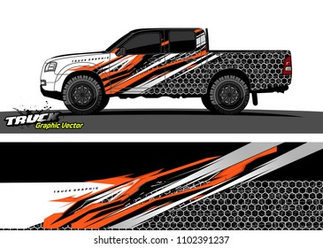 pickup Truck Graphic vector. abstract racing background design for vehicle vinyl wrap
