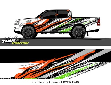 pickup Truck Graphic vector. abstract racing background design for vehicle vinyl wrap
