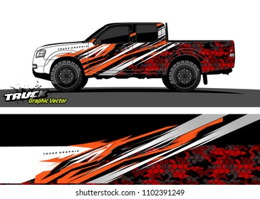 pickup Truck Graphic vector. abstract racing background design for vehicle vinyl wrap