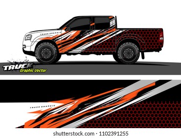 pickup Truck Graphic vector. abstract racing background design for vehicle vinyl wrap