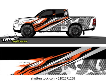 pickup Truck Graphic vector. abstract racing background design for vehicle vinyl wrap