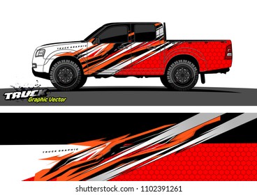 pickup Truck Graphic vector. abstract racing background design for vehicle vinyl wrap