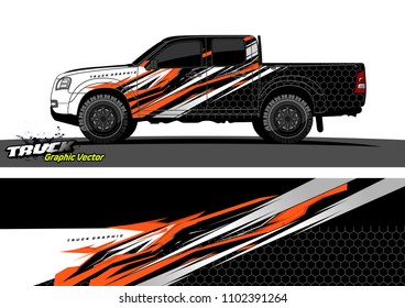 pickup Truck Graphic vector. abstract racing background design for vehicle vinyl wrap