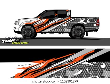 pickup Truck Graphic vector. abstract racing background design for vehicle vinyl wrap