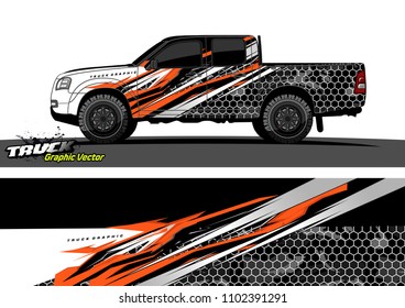 pickup Truck Graphic vector. abstract racing background design for vehicle vinyl wrap