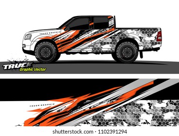 pickup Truck Graphic vector. abstract racing background design for vehicle vinyl wrap