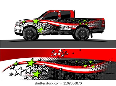 
pickup Truck Graphic vector. abstract racing background design for vehicle vinyl wrap