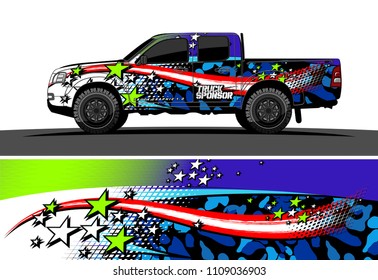
pickup Truck Graphic vector. abstract racing background design for vehicle vinyl wrap