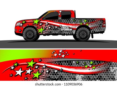 
pickup Truck Graphic vector. abstract racing background design for vehicle vinyl wrap