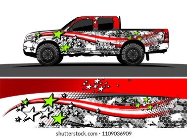 
pickup Truck Graphic vector. abstract racing background design for vehicle vinyl wrap