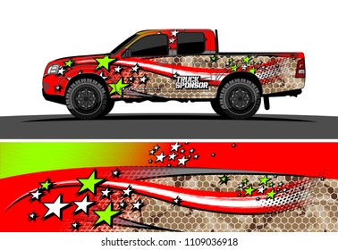 
pickup Truck Graphic vector. abstract racing background design for vehicle vinyl wrap