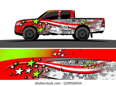 
pickup Truck Graphic vector. abstract racing background design for vehicle vinyl wrap