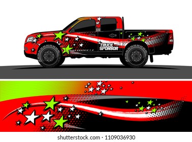 
pickup Truck Graphic vector. abstract racing background design for vehicle vinyl wrap