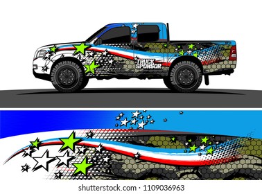 
pickup Truck Graphic vector. abstract racing background design for vehicle vinyl wrap