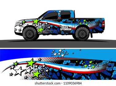 
pickup Truck Graphic vector. abstract racing background design for vehicle vinyl wrap