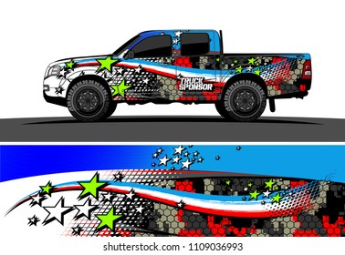 
pickup Truck Graphic vector. abstract racing background design for vehicle vinyl wrap