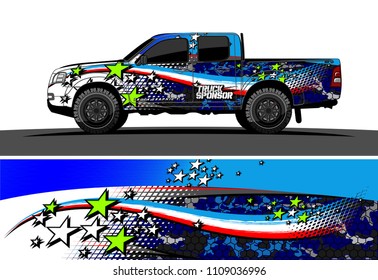 
pickup Truck Graphic vector. abstract racing background design for vehicle vinyl wrap