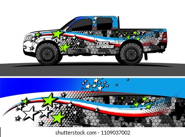 
pickup Truck Graphic vector. abstract racing background design for vehicle vinyl wrap