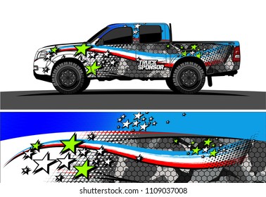 
pickup Truck Graphic vector. abstract racing background design for vehicle vinyl wrap