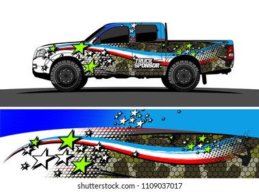 
pickup Truck Graphic vector. abstract racing background design for vehicle vinyl wrap
