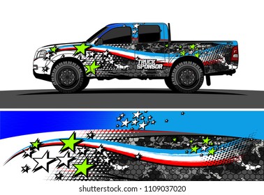 
pickup Truck Graphic vector. abstract racing background design for vehicle vinyl wrap