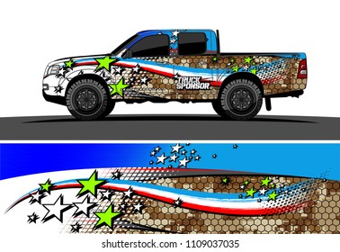 
pickup Truck Graphic vector. abstract racing background design for vehicle vinyl wrap