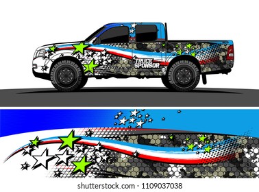 
pickup Truck Graphic vector. abstract racing background design for vehicle vinyl wrap