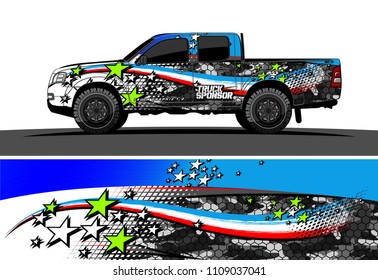
pickup Truck Graphic vector. abstract racing background design for vehicle vinyl wrap