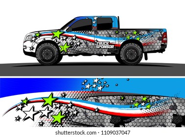 
pickup Truck Graphic vector. abstract racing background design for vehicle vinyl wrap