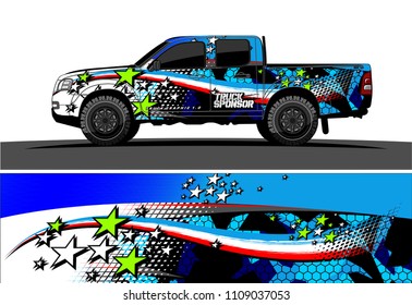 
pickup Truck Graphic vector. abstract racing background design for vehicle vinyl wrap