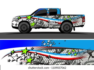 
pickup Truck Graphic vector. abstract racing background design for vehicle vinyl wrap